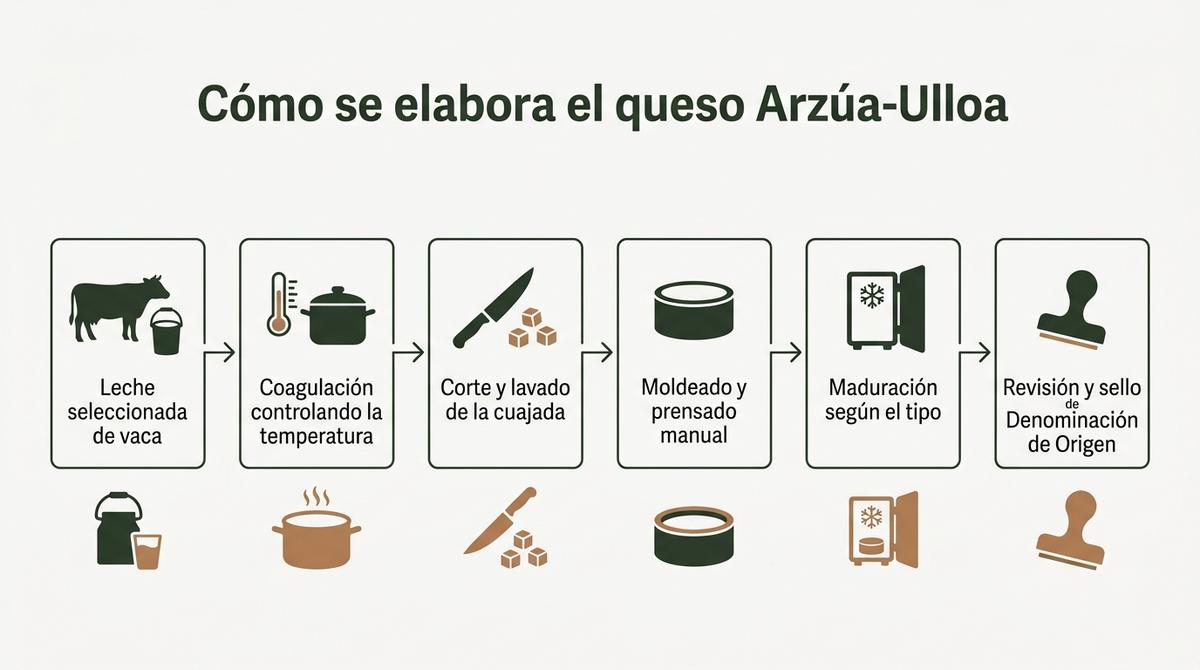Diagrama de flujo que resume el proceso artesanal de elaboración del queso Arzúa-Ulloa