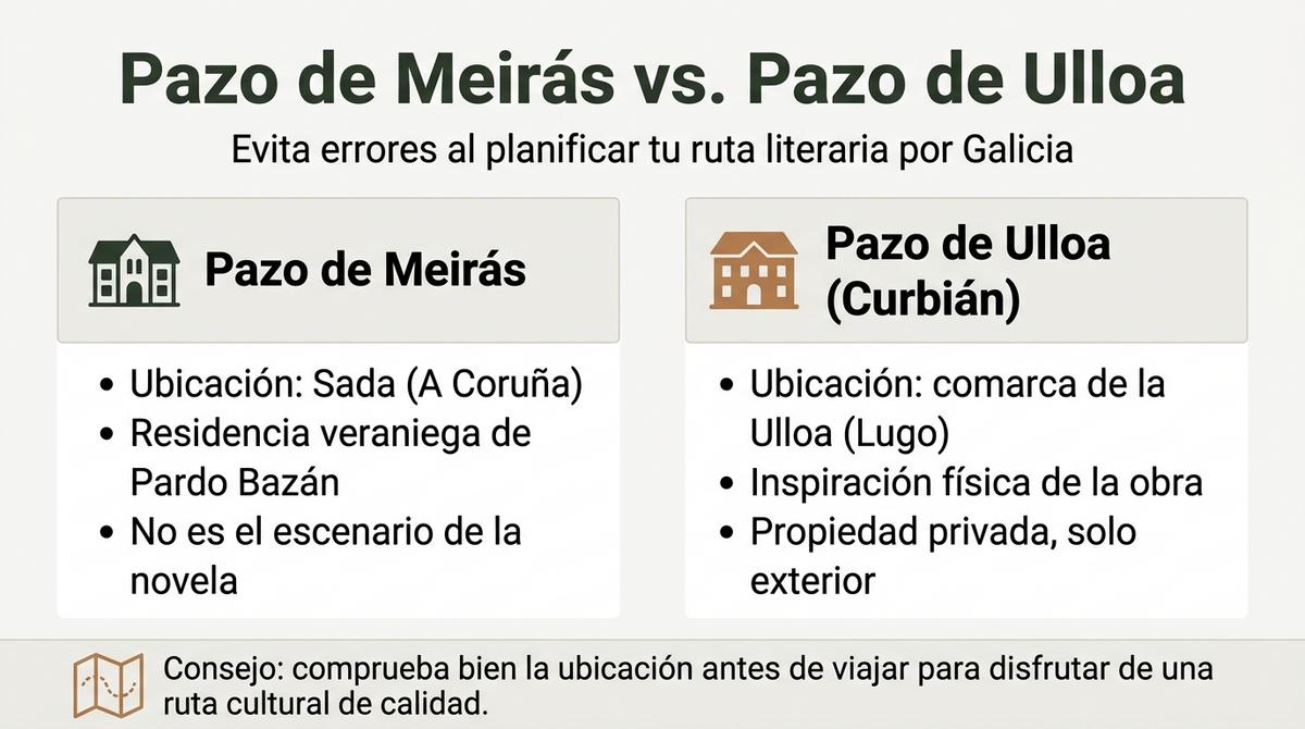 Infografía comparativa entre el Pazo de Meirás y el Pazo de Ulloa en la Ulloa